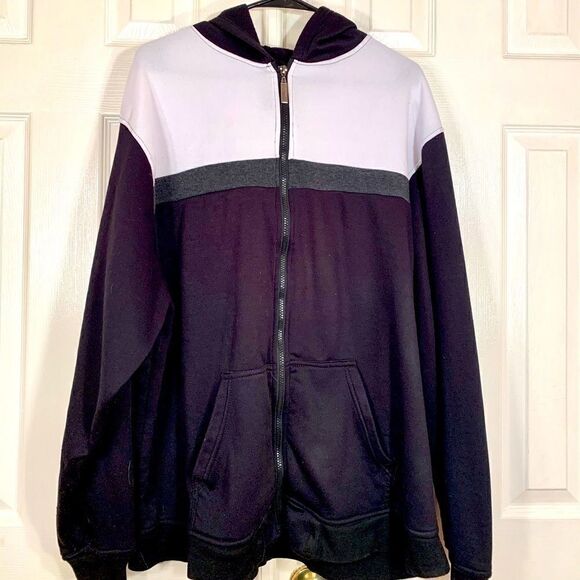 TRIPLE PLAY Other - WHITE, GRAY & BLACK ZIPPERED HOODIE XL